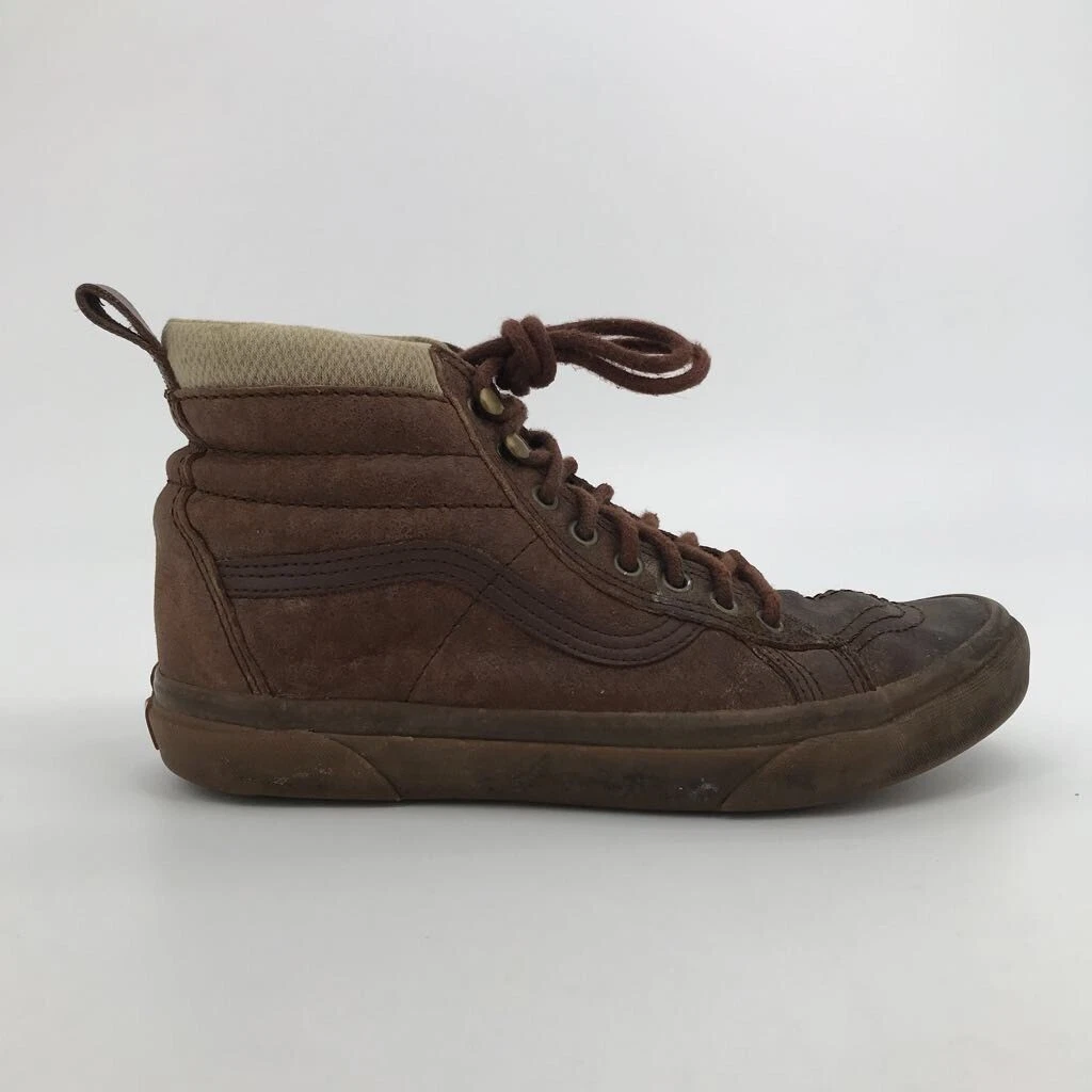 Brown leather top vans mens shoes