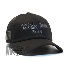 We The People 1776 American Flag 2A Hat Black Micro Mesh Tactical Cap