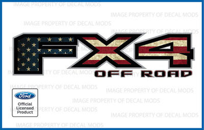 set of 2 2018 Ford F150 FX4 Off Road Decals Stickers American Flag Worn FWFLAG