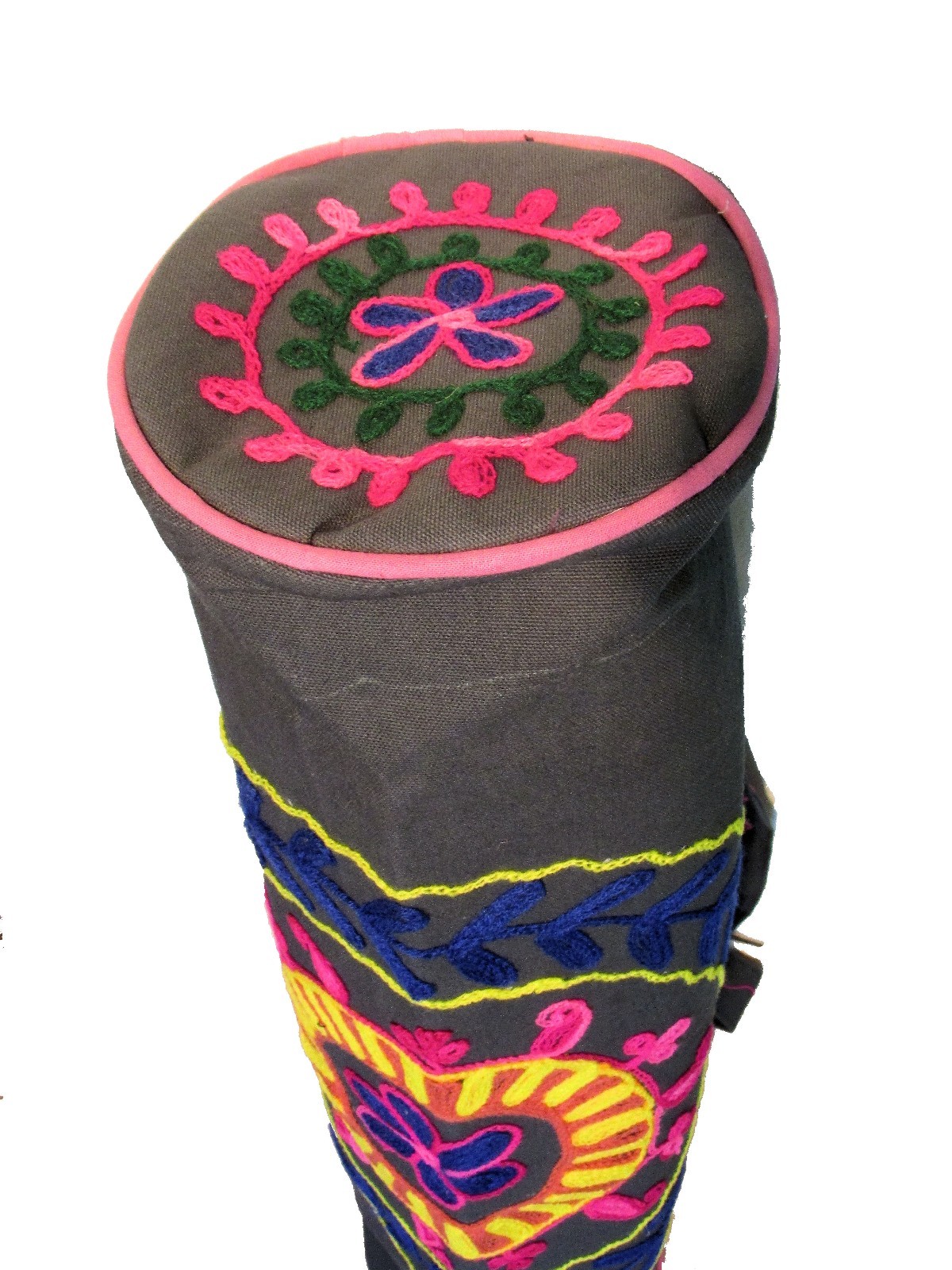 US SELLER Canvas Hand Embroidered Yoga Mat Bag by India with Adjustable