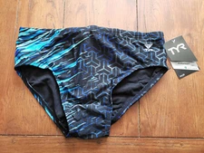 TYR Mens 36 Racer Swim Brief 300+ Anti-Odor Durafast Elite L/XL Synergy Blue