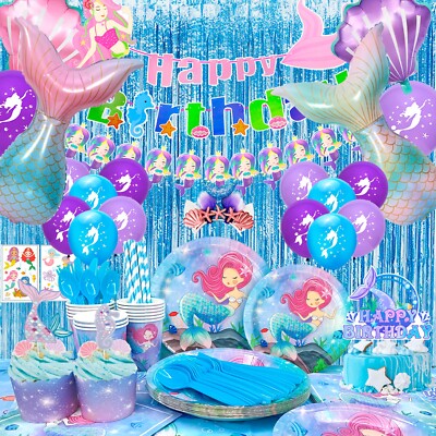 Meerjungfrau Geburtstag Deko,Meerjungfrau Party Geschirr&Decorations Set