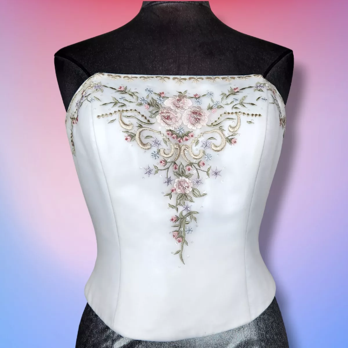 Buy Floral Beaded Lace Wedding Custom Corset, Long Sleeves Corset Top With  Collar Rack, Lacing Back Abstract Lace Honeymoon Ivory Lingerie Online in  India 