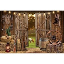 7x5FT Western Cowboy Backdrop, Wild West Rustic Barn Backdrop, Western 7X5 ft
