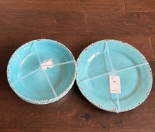 Tommy Bahama 8 Pc Set Blue  Melamine 4 Dinner Plates.4 Salad Bowls Crackle
