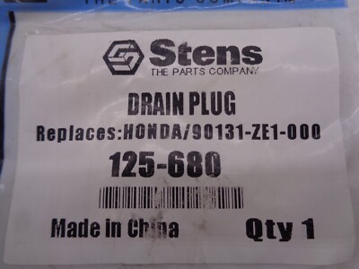 Stens 125-680 Oil Drain Plug - Replacement For Honda GX Engines & LCT 208cc