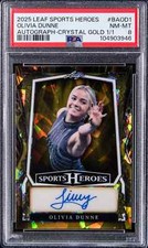 Leaf Sports Heroes Livvy Olivia Dunne Signed Autograph Crystal Gold 1/1 PSA 8