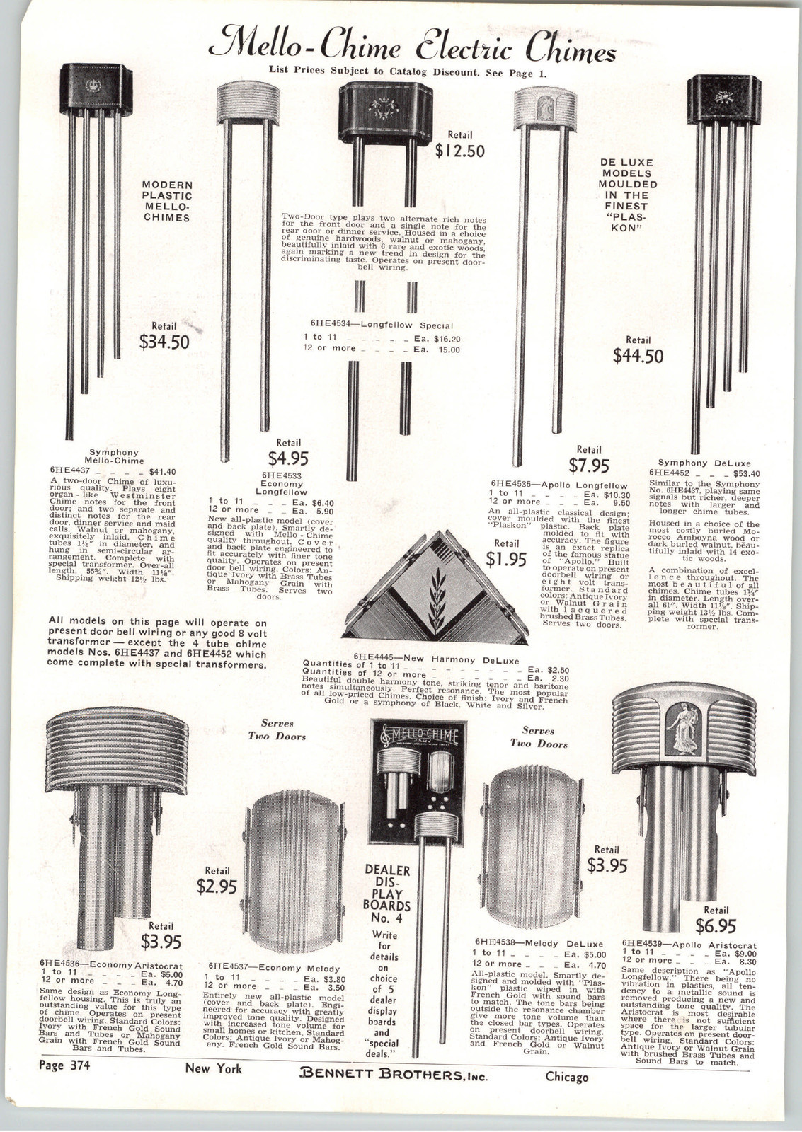 1941 PAPER AD Mello Chime Electric Door Bells Dealer Store D