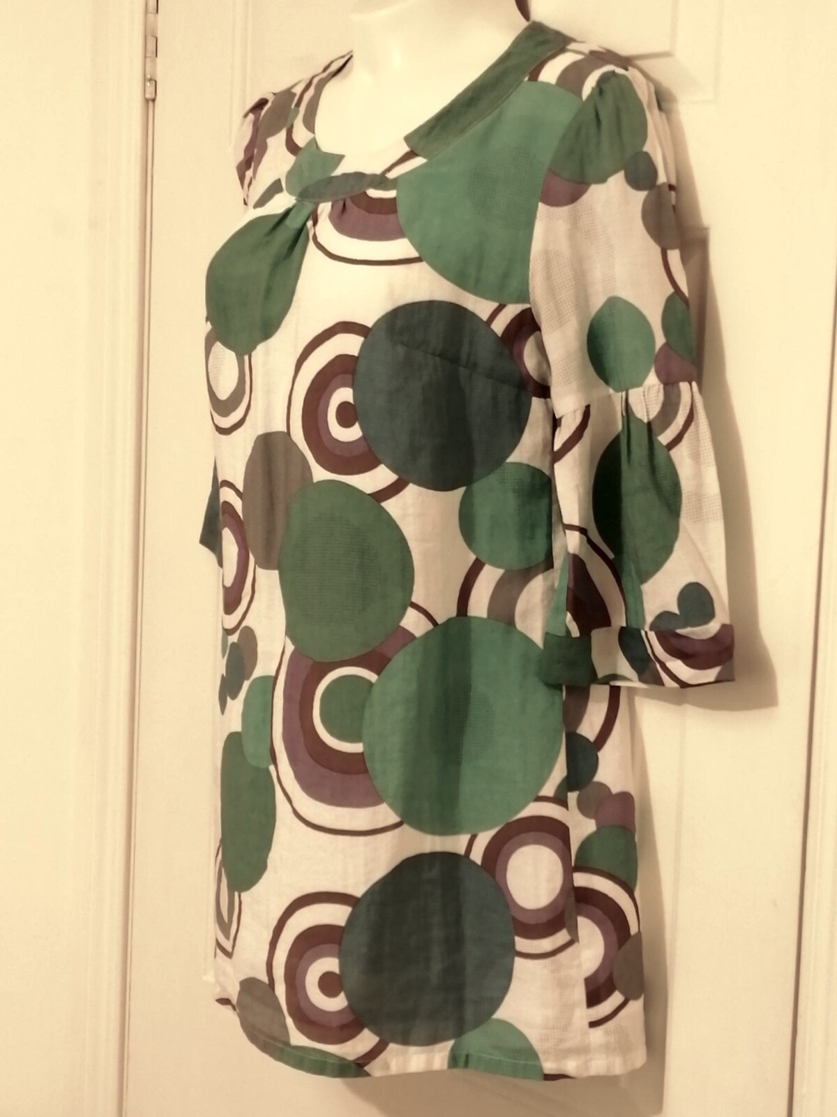 New York Laundry 60s style dress / top 10 / 12 White, turquoise, green & purple