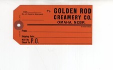 Vintage Golden Rod Creamery Tag, Omaha, Nebra...