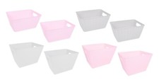 Image of 2 x Plastic Storage Basket Box Medium Large Rectangular Vintage Tidy Basket Past