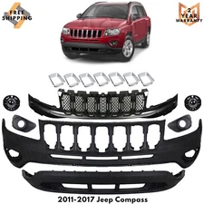Front Bumper Cover Fascia & Grille Assembly Kit For 2011-2017 Jeep Compass