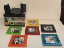Photo Coaster Set - 6 Glass Photo Coasters & A Wooden Holder