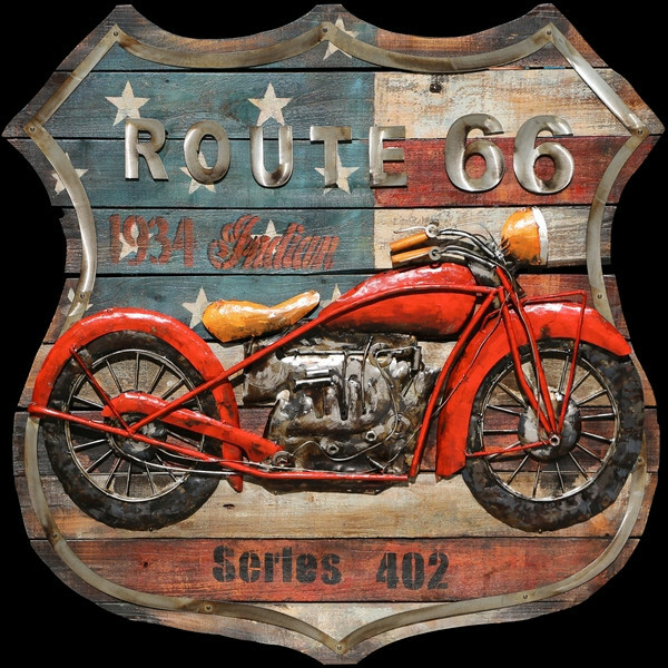 Plaque Métal Vintage Harley-Davidson Route 66 - 15x20cm - Déco Retro - Idée Cadeau Moto