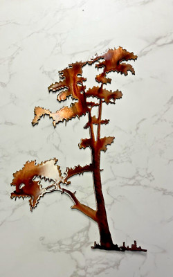 Cypress Tree 13 '' x 7 1/2'' Copper Plated Metal Art