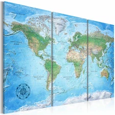 WORLD MAP Canvas Print Framed Wall Art Picture Image k-A-0127-b-e