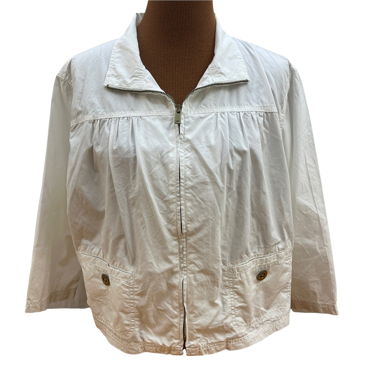 Michael Kors Womens Lightweight Jacket Pockets Zip Large