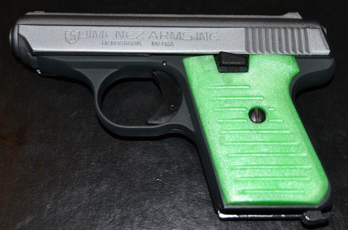 Jimenez, Bryco, Jennings, JA 22, 25 pistol grips pearl lime green