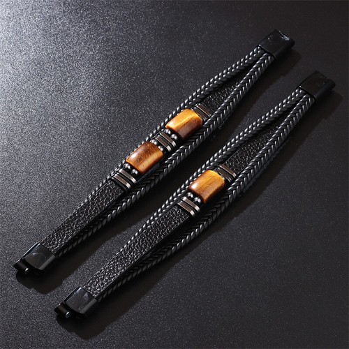 Tiger's Eye Braided Leather Fashion Healing Strength Men's Luck Bracelet Gifts - Picture 4 of 17
