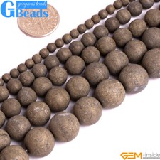 Natural Pyrite Gemstone Frost Matte Round Beads For Jewelry Making Free Shipping