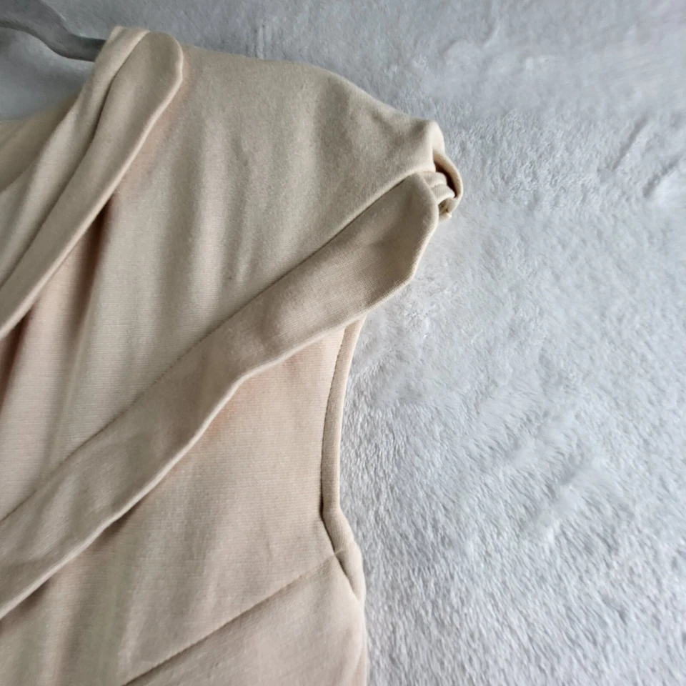 Vintage Lanvin Paris Y2K Mini Dress Size L Beige Cotton Gathered Front Zip - Image 4 of 4