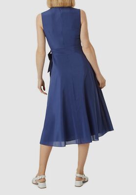 $695 Hobbs London Women's Blue Regina Belted V-Neck Sleeveless Midi Dress US 2 | eBay $695 Hobbs London Women's Blue Regina Belted V-Neck Sleeveless Midi Dress US 2 | eBay