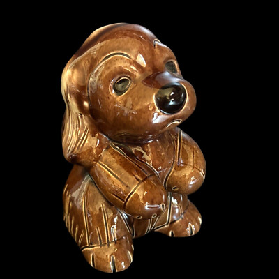 Lichten Ware 6'' Brown Dog Figure Pottery Cocker Spaniel FRIEDA Vintage 1940's