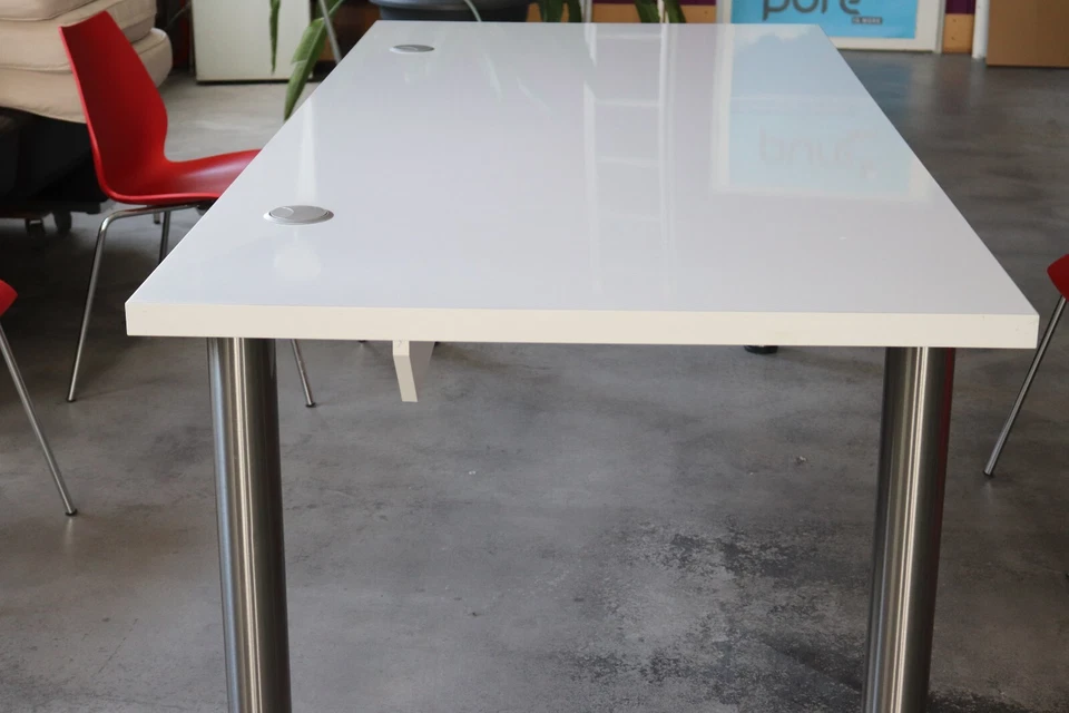 Design Schreibtisch, Weiß Hochglanz, 2 meter Länge x 1 meter Breite - Bild 3 von 4