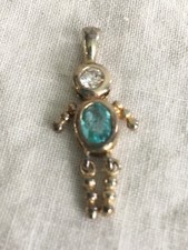 925 Sterling Silver Birthstone Child Kid Charm Pendant LIGHT Blue Color BOY