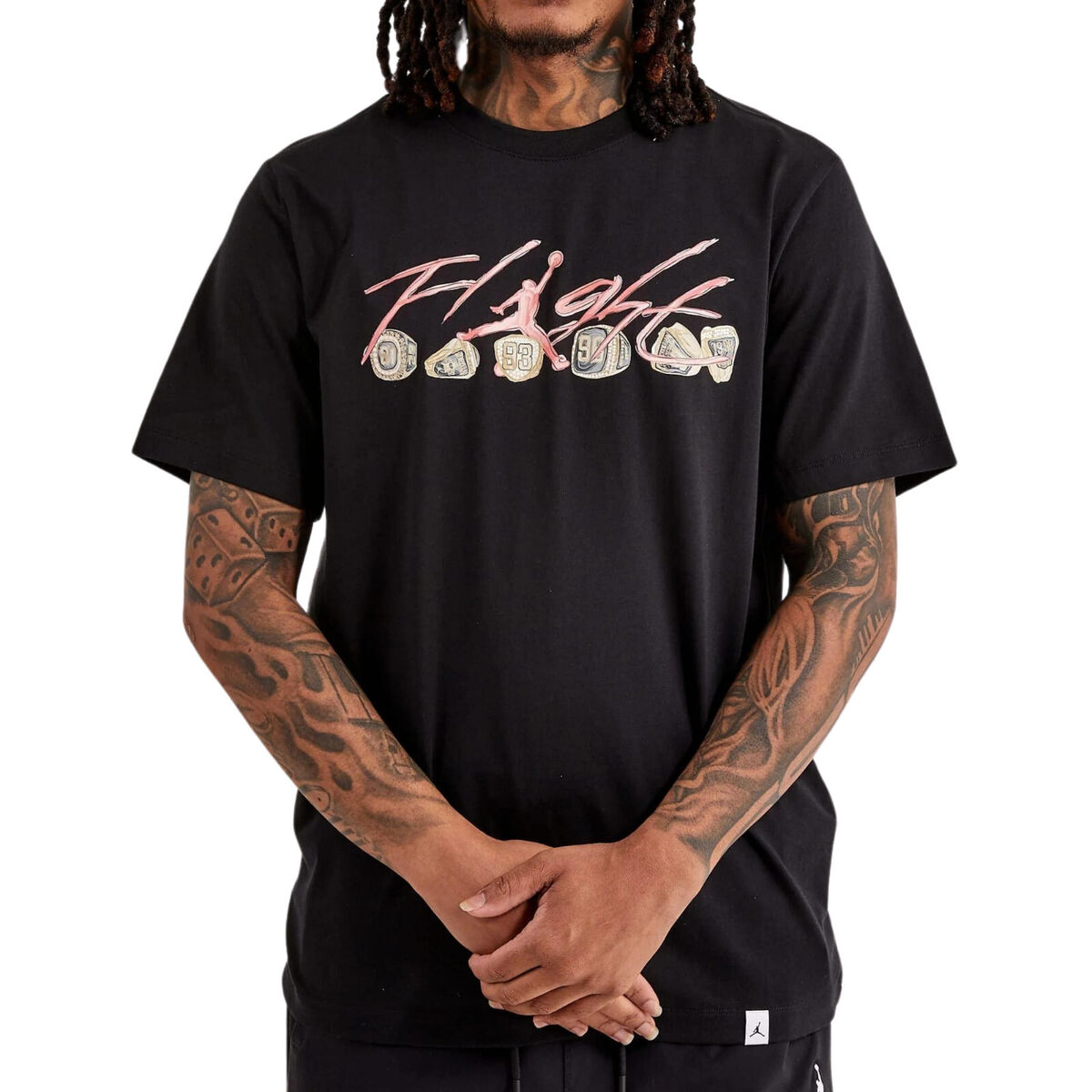 JORDAN Flight Essential Rings T-Shirt sz XL X-Large Black JORDAN Flight Essential Rings T-Shirt sz XL X-Large Black