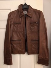 Ladies Brown Leather Jacket Size 12