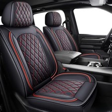 Dodge Ram Seat Covers Full Set,5PCS Car Seat Full Set  Flat Back Black And Red