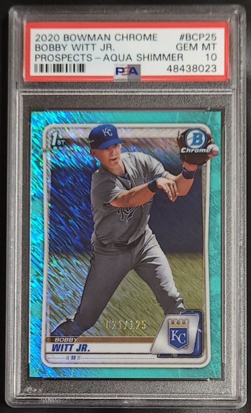 Bobby Witt Jr 2020 Bowman Chrome /125 Aqua Shimmer Refractor BCP25 PSA 10