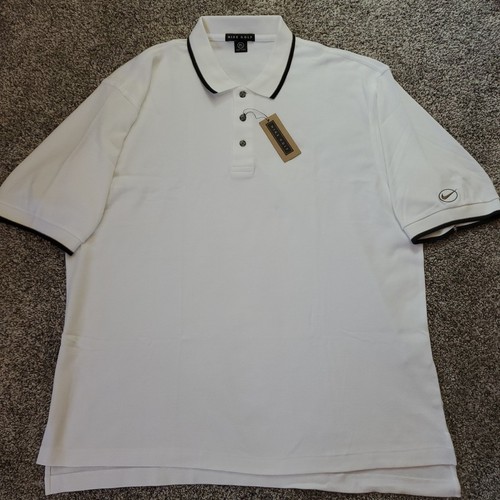 Polo da golf Nike vintage nuova con etichetta uomo XL bianco/avorio anni 90 Y2K cotone a fascia