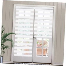  Cordless Zebra Blinds for Window, French 58"W x 90"H White - Light Filtering