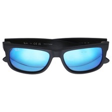 Occhiali Da Sole Ray-Ban RB4165 Justin Rettangolari - Gomma Nera/Blu Specchiati