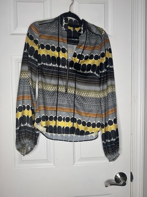 Karen Millen NWOT Geo Stripe Zip Detail Blouse Top US Size 2