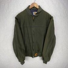 Vintage Carhartt Plainsman Jacket Sheeting Lined Mens Medium JS0166 Olive Green