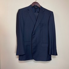 Jos A Bank Signature Gold Men's 44R Navy Blue Pinstripe 100 Wool Suit 36W 28L