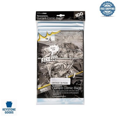 100 Pack Comic Bags 6-7/8 x 10½ Inches - Resealable, Archival-Grade Polypropy...