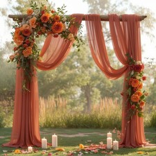 Terracotta Wedding Arch Drapes 2 Panels 28" x 19Ft Sheer Curtain