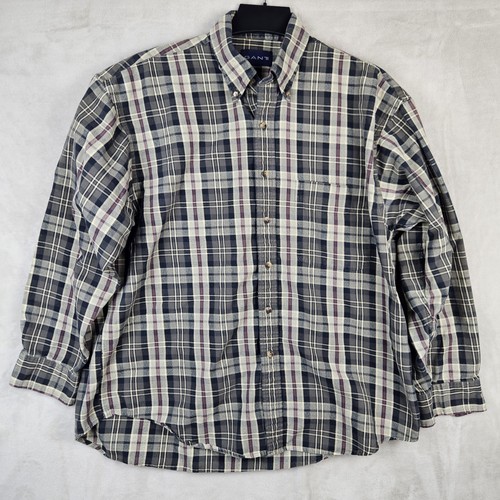 Camisa para hombre Gant Chelsea sarga gris a cuadros manga larga abotonada talla grande - Imagen 1 de 13