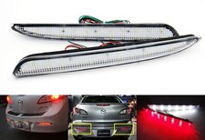 2x Clear Bumper Reflector Led Backup Tail Brake Light For 10-13 Mazda 3 Bl Axela