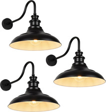 Vintage 16 Matte Black Barn Light - 3PCS Wate...