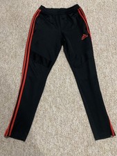 Adidas ClimaCool Men Zip Leg Athletic Joggers Black w/Red Stripes Size Small
