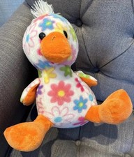 Dan Dee Plush Duck flowers 2013 Pink blue Orange Rare Stuffie Collector Easter