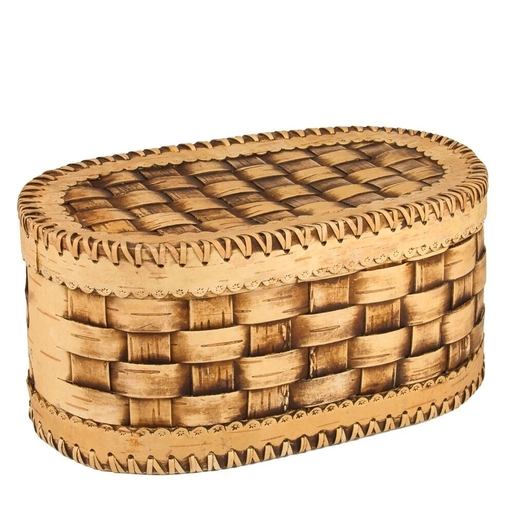 Beresta Birch Bark Large Oval Bread Box Keeper Anti Mold Natural Storage 12x6.7"