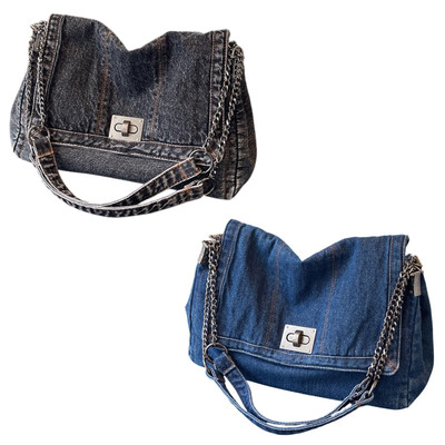 Damen Denim Schultertasche Umhängetasche Tasche Organizer Modische Tragetasche Aufbewahrung