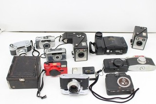 F x 14 Film Camera Including Sharp Hi8 Viewcam VL H420 Konica Etc Not Tested
