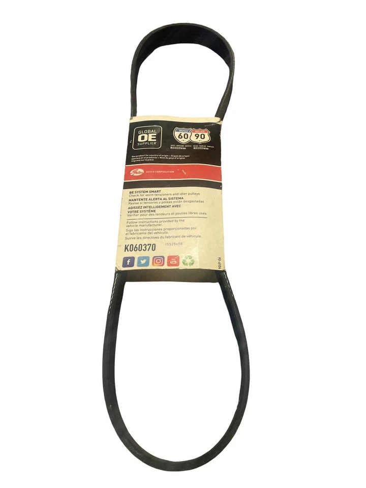 Cinturón serpentino Gates K060370 para Honda Accord Toyota Camry Mercury Topaz Tempo Foto 2 de 2